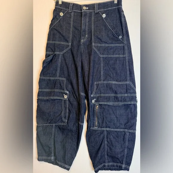 BDG Urban Outfitters Rih Extreme Baggy Cargo Jeans Y2K Retro Sz 10 - Picture 1 of 10